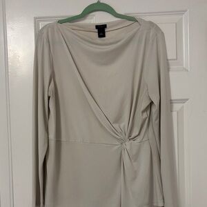Ann Taylor Factory Cream Twist-Detail Blouse